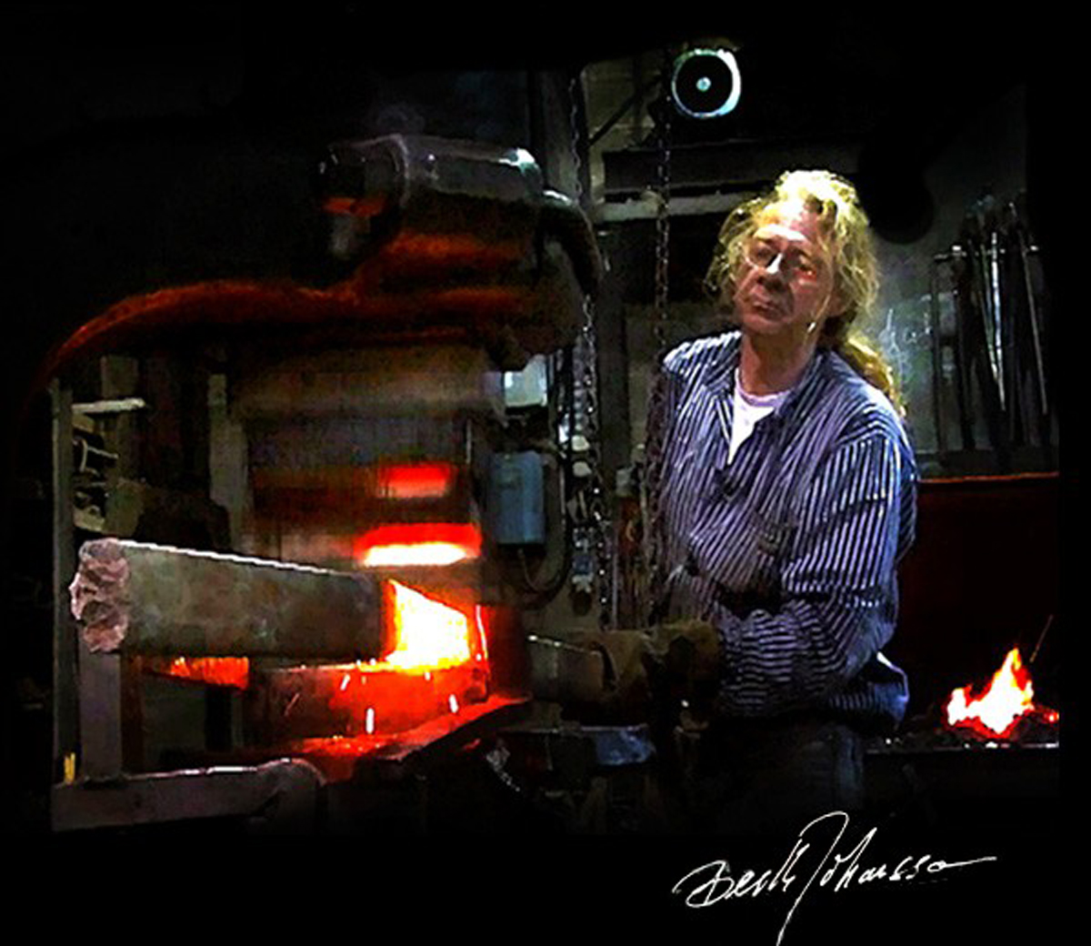 Berth Johansson arbetar vid en maskinhammare